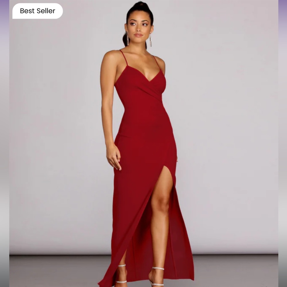 Formal High Slit Wrap Dress